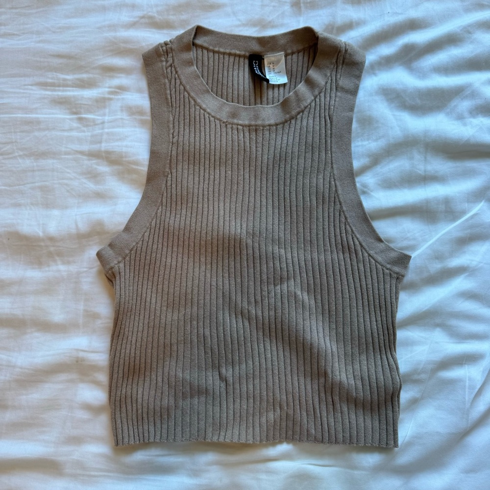 H&M Divided Ribbed Tan Crop
